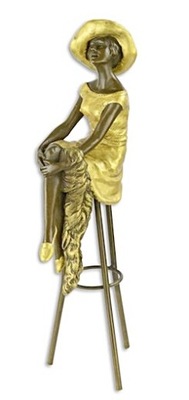 Rzeźba Brąz Kobieta na Stołku Figura Sygnowana kl