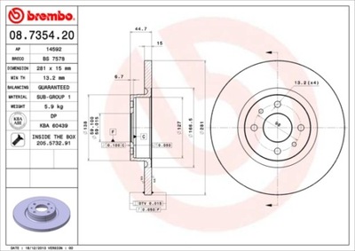 DISCOS DE FRENADO PARTE DELANTERA BREMBO 08.7354.20 08735420  