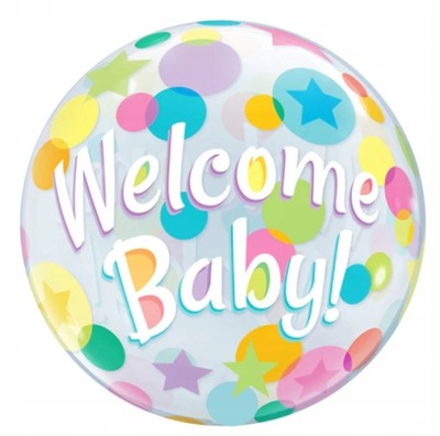 Balon Gumowy Welcome Baby PRZEROCZYSTY 55cm