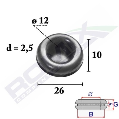 PRZELOTKA РЕЗИНОВА ЗАКРИТА 26X12X10 MM X5SZT