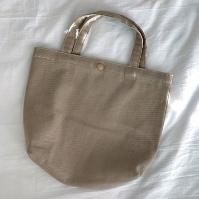 Canvas Tote Bag Snap Button Small Handbag for