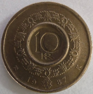 1389c - Norwegia 10 koron, 1987