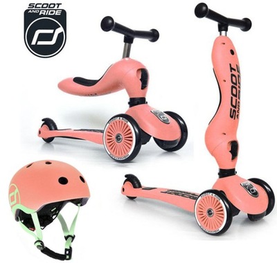 SCOOTANDRIDE Highwaykick1 2w1 Hulajnoga Kask Peach