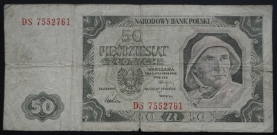 BANKNOT 50 PIĘĆDZIESIĄT ZŁOTYCH 1948 NARODOWY BANK POLSKI ORYGINAŁ
