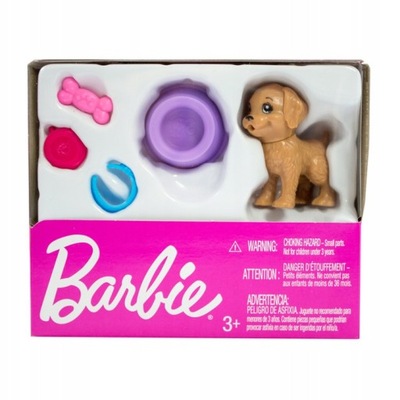 Lalka Barbie FHY70 akcesoria pies piesek miska