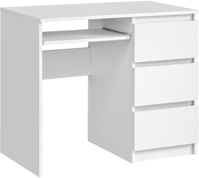 Biurko komputerowe RADEK 90 cm białe z trzema prawymi szufladami
