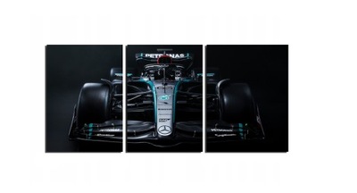 Obraz na ścianę Mercedes F1 Lewis Hamilton bolid tryptyk 70x150 cm