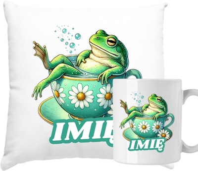 Kubek Poduszka Na Prezent Żabka + Imię Gratis Zestaw