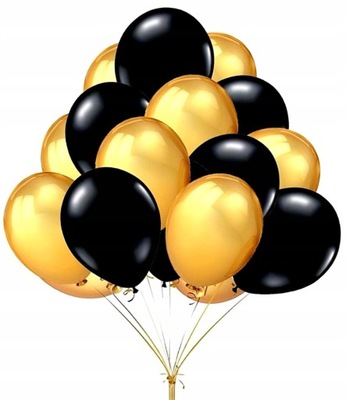 Balony Złote Czarne 50szt Ślub Wesele Urodziny Bal