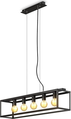 Lampa wisząca klatka czarna 5x E27 | nad stół kuchnia salon jadalnia loft
