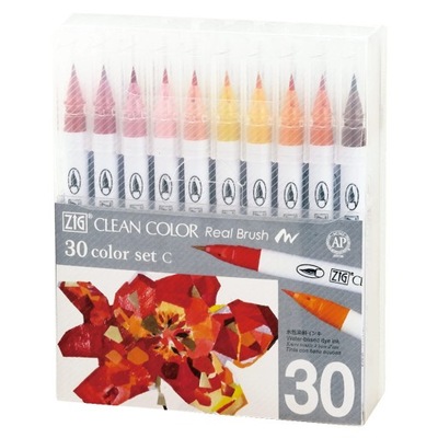 Zestaw pisaków Zig Clean Color Real Brush - Kuretake - 30 kolorów