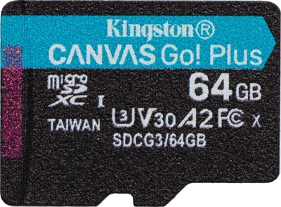 Karta Kingston Canvas Go! Plus MicroSDXC 64 GB Class 10 UHSI/U3 A2 V30