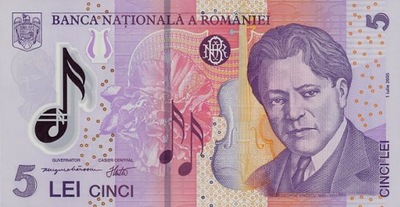 RUMUNIA 5 Lei 2005 P-118a POLIMER UNC