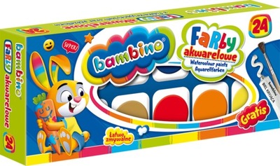Farby akwarelowe 24 kolory Bambino