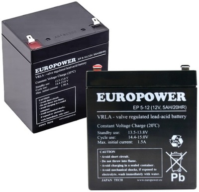 BEZOBSŁUGOWY akumulator VRLA EP 5-12 bateria UPS 12V 5Ah 6-9 lat Europower