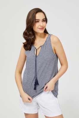 MOODO Top w paski L-TS-3452 WHITE_NAVY; XS