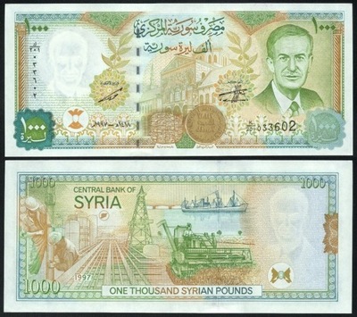 $ Syria 1000 POUNDS P-111c UNC 1997