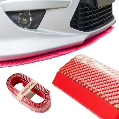 BRIDA DE PARAGOLPES PROTECCIÓN UNIVERSAL SPOILER CARBÓN 2,5M ROJO  