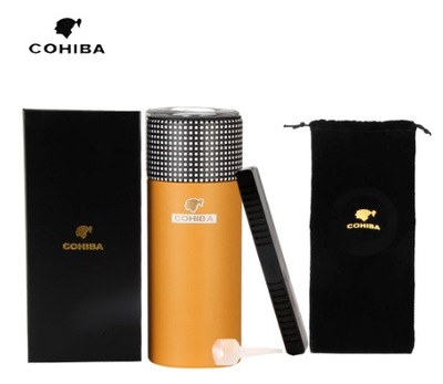 COHIBA E2 solidne skórzane etui na pięć cygar humidor hygrometr NA PREZENT