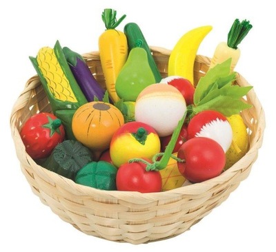 Drewniane owoce i warzywa w koszyku 21szt. GOKI