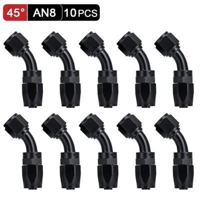 10 Pieces Black AN6 8 10 Straight 45 90 Degree Oil Fuel Hose End Fit~8724 