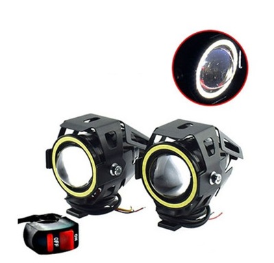 Reflektory Motocyklowe Halogen LED Stroboskop U7 12-80V 2szt