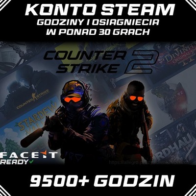 KONTO STEAM CS2 CS:GO 9500+ GODZIN W GRACH OSIĄGNIĘCIA