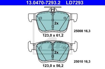 ATE 13.0470-7293.2 ZAPATAS CERÁMICOS PARTE TRASERA AUDI A3 1,0-2,0 12-  