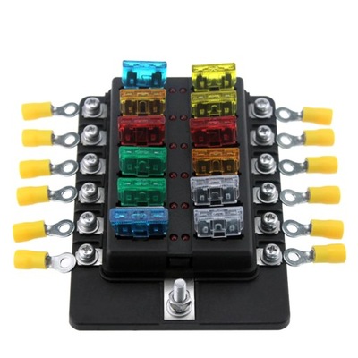 12 WAY BLADE FUSE BOX HOLDER FUSE BLOCKS LED (СВЕТОДИОД ) INDICATOR 10PCS FUSES 1~5210