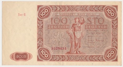 4210. 100 zł 1947 - Ser.G - ŁADNY - st.3++