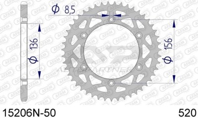 ЗУБЧАТКА NAPĘDZANA ЗАД MOTO АЛЮМІНІЄВИЙ ANODOWANA СРІБНА 15206N-50