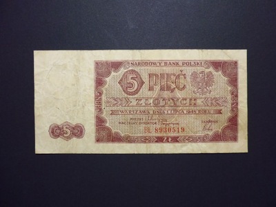 B1066. 5 Złotych 1948 seria BL .