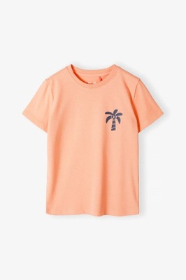 Bawełniany brzoskwiniowy t-shirt chłopięcy 5.10.15