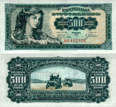 # JUGOSŁAWIA - 500 DINARÓW - 1963 - P-74a - UNC