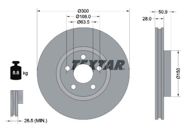 TEXTAR DISCOS DE FRENADO 2SZT. PARTE DELANTERA FORD GALAXY 3 S-MAX 1.5 2.0  