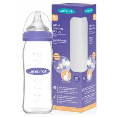 Lansinoh SZKLANA BUTELKA ANTYKOLKOWA MOMMA 240 ML