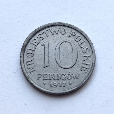 Polska. Królestwo Polskie. 10 fenigow, 1917.