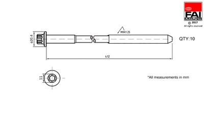 FAI TORNILLOS CULATA DE CILINDROS LOTUS ELISE 1.8 10SZT  