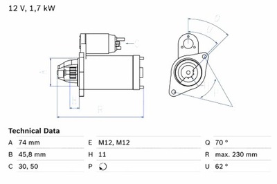 BOSCH STARTERIS MINI R56 R57 R58 R59 CLUBMAN R55 CLUBVAN R55 