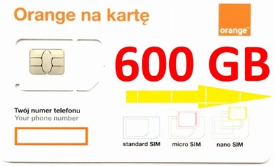 INTERNET NA KARTĘ STARTER ORANGE FREE 600 GB SIM E-SIM 2 LATA