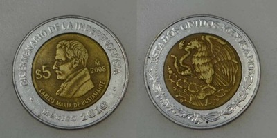 Meksyk - 5 Pesos 2008 rok - De Bustamante