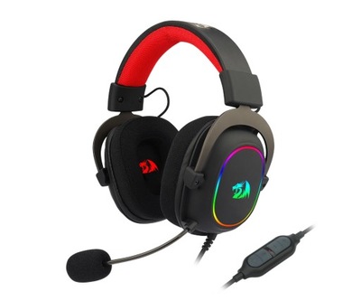 Słuchawki gamingowe nauszne Redragon H510 Zeus-X RGB USB mikrofon Czarne