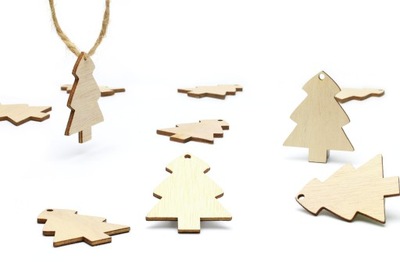 Scrapki CHOINKA 20 sztuk dekoracje świąteczne z drewna bombki na choinkę