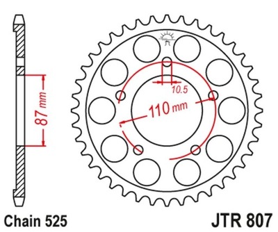 ЗУБЧАТКА ЗАДНЯЯ СТАЛЬНОЙ JTR807.45ZBK РАЗМЕР 525