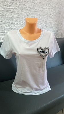 Bluzka t-shirt biała serce MINOUU