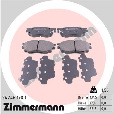 ZIMMERMANN 24246.170.1 КОМПЛЕКТ КОЛОДОК ТОРМОЗНЫХ, ТОРМОЗА TARCZOWE