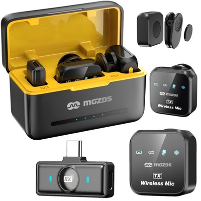 ZESTAW MIKROFNÓW MIKROFON BEZPRZEWODOWY DO TELEFONU USB-C ETUI ŁADUJACE