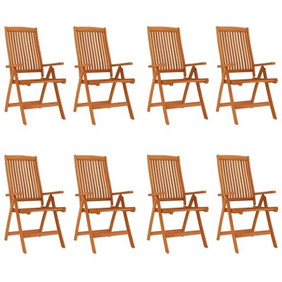 Składane krzesła ogrodowe, 8 szt., lite drewno euk