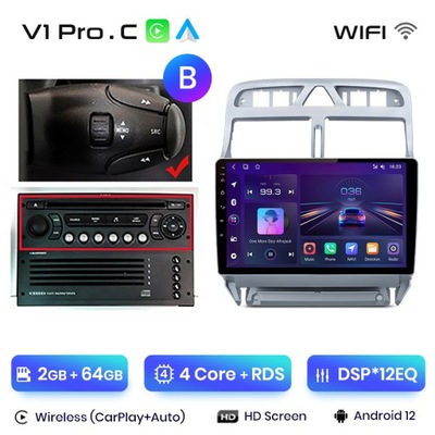 RADIO PARA PEUGEOT 307 307CC 307SW 2002-2013 2GB 64G CARPLAY ANDROID WIFI  