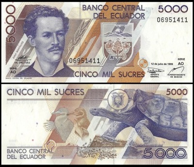 Ekwador 5000 Sucres 1999 P-128c UNC